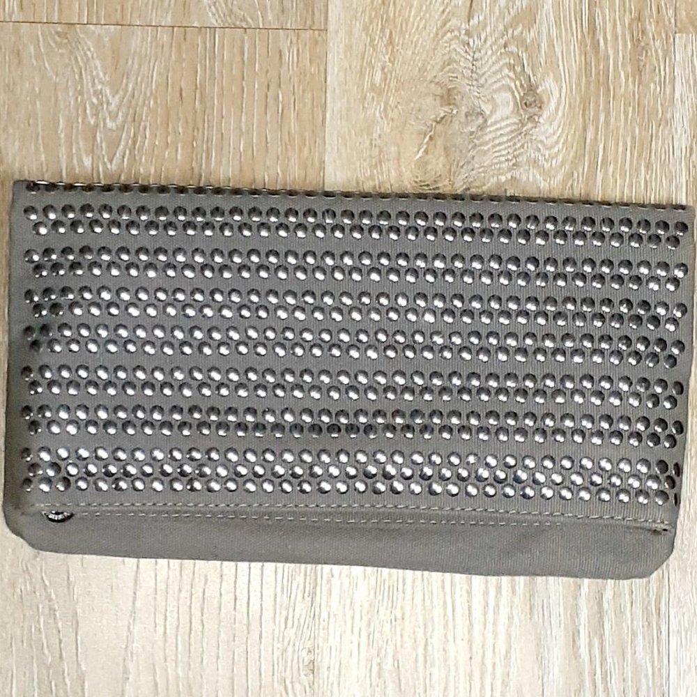 BCBGeneration Gray Studded Envelope Clutch purse